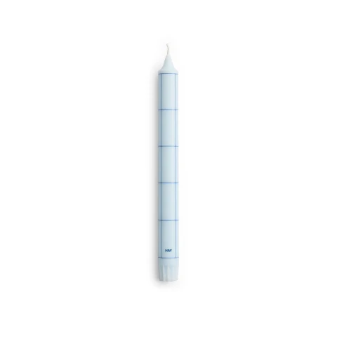 Świeca Pattern Candle Light blue with blue grid check HAY