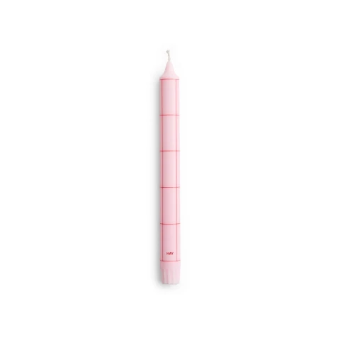 Świeca Pattern Candle Light pink with red grid check HAY