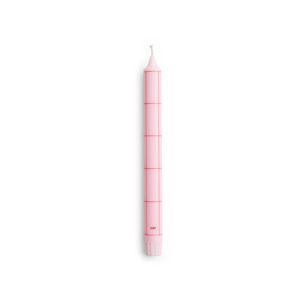 Świeca Pattern Candle Light pink with red grid check HAY
