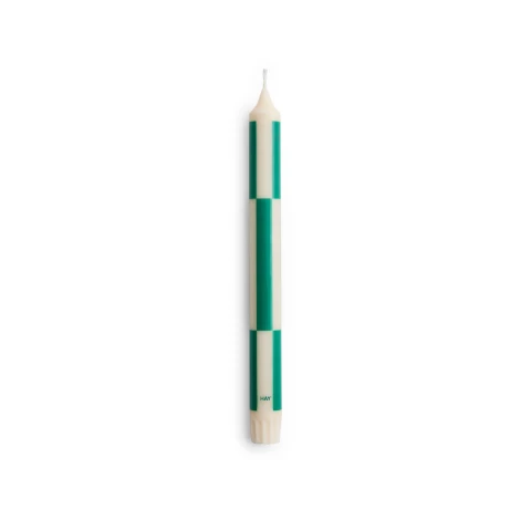 Świeca Pattern Candle Off white with green check HAY