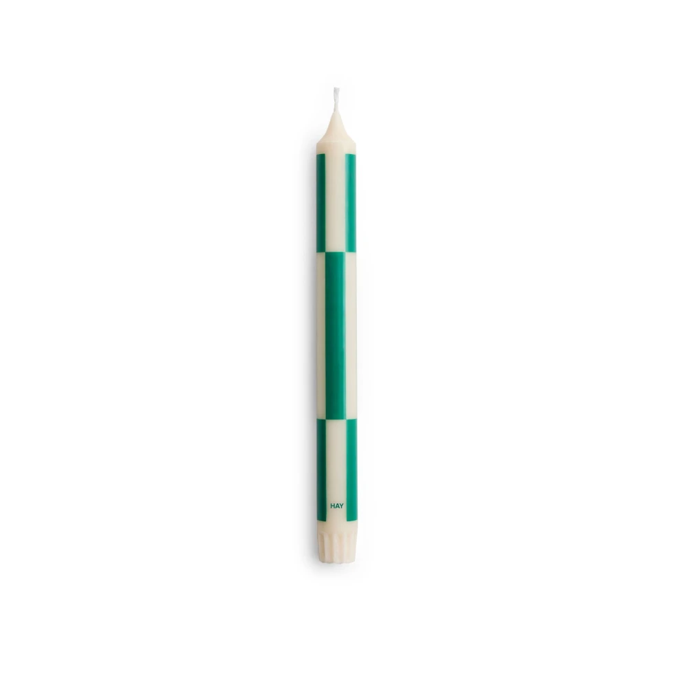 Świeca Pattern Candle Off white with green check HAY