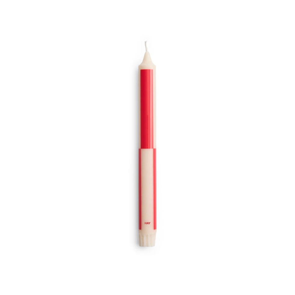 Świeca Pattern Candle Off white with red block HAY