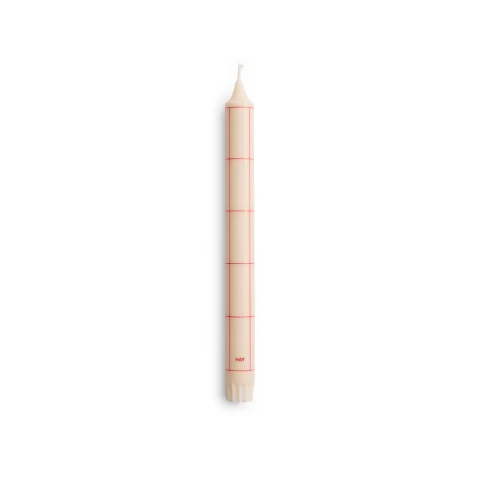Świeca Pattern Candle Off white with red grid check HAY
