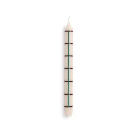 Świeca Pattern Candle Off white, green, bordeaux and silver HAY
