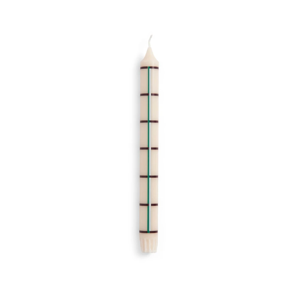 Świeca Pattern Candle Off white, green, bordeaux and silver HAY