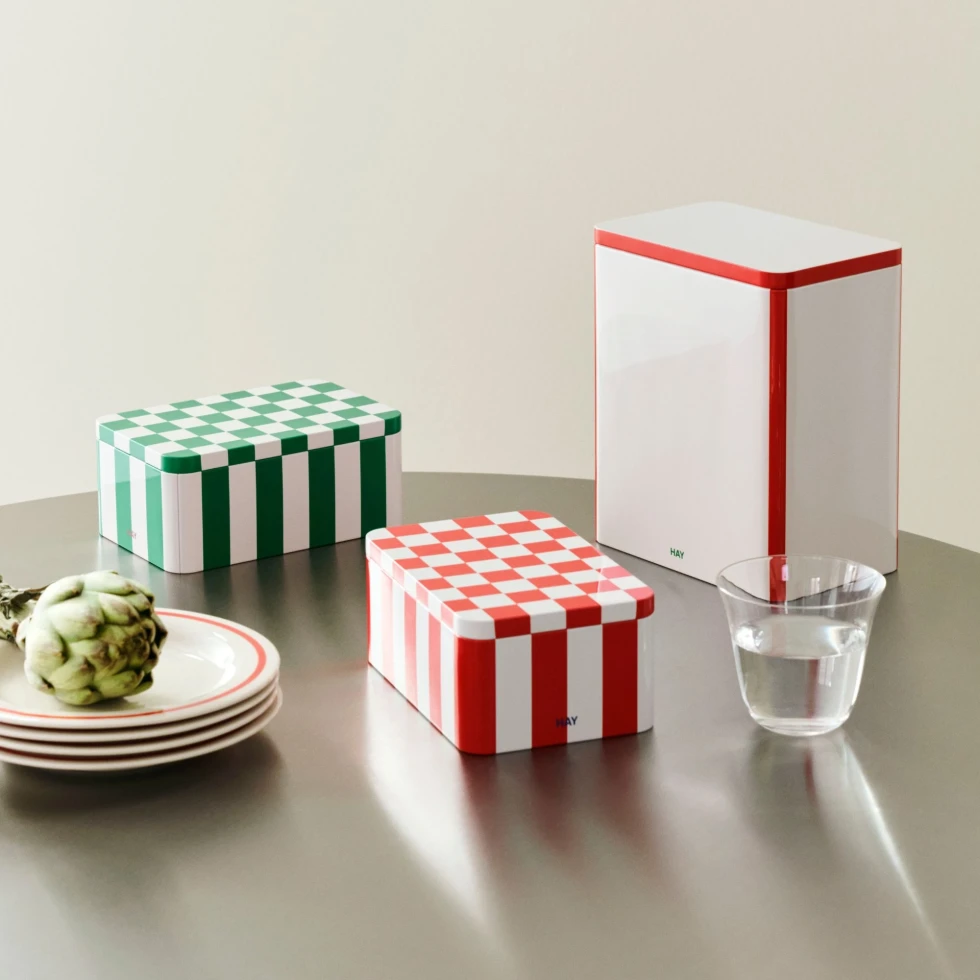 Pojemnik Tin Container S Green and off white HAY