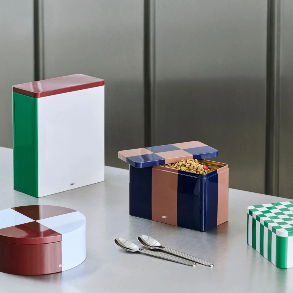 Pojemnik Tin Container S Green and off white HAY