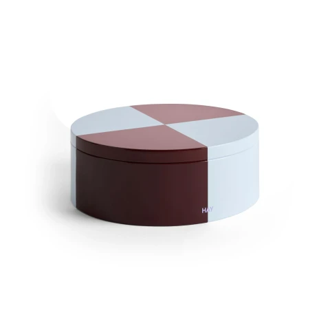 Pojemnik Tin Container Round Burgundy and ice blue HAY