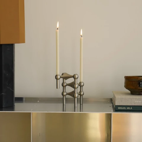 Zestaw 3 świeczników Nagel Brushed Chrome STOFF