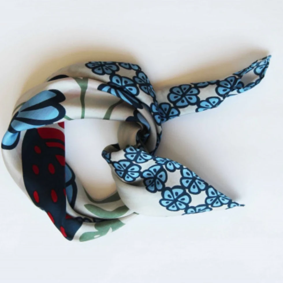 Apaszka jedwabna Mini Alice Bleu Blue Apaszka jedwabna Mini Alice Bleu Blue