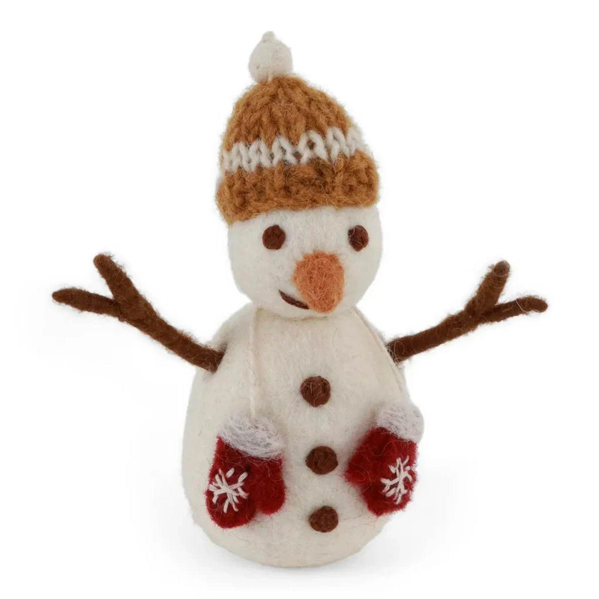 Ozdoba filcowa Snowman with Ochre Hat & Mittens