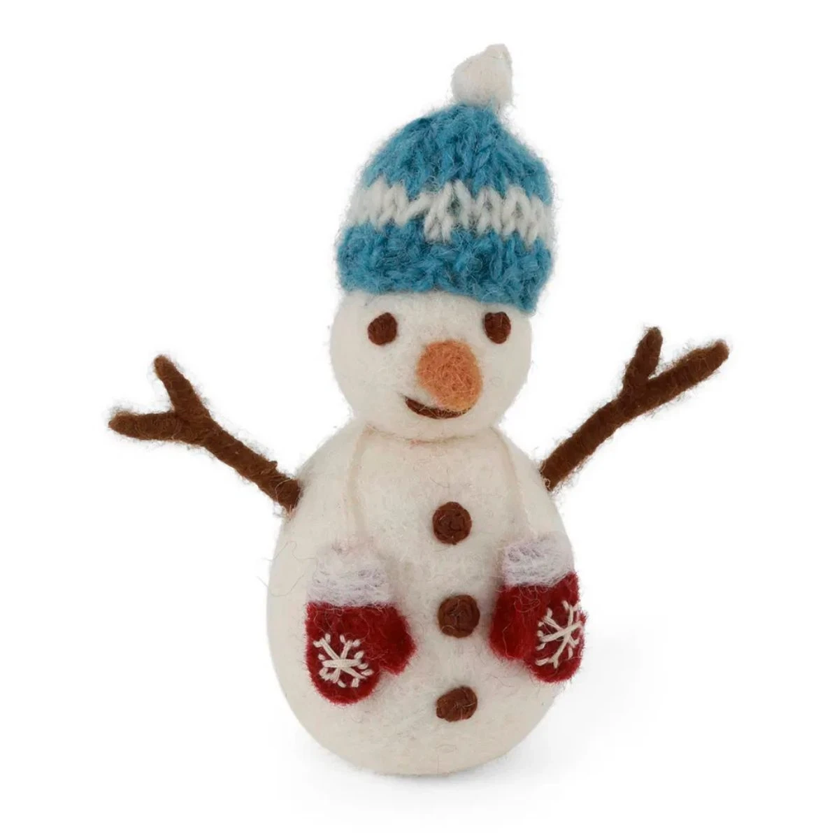 Ozdoba filcowa Snowman with Light Blue Hat & Mittens