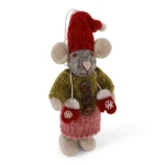 Ozdoba filcowa Small Grey Girly Mouse with Mittens