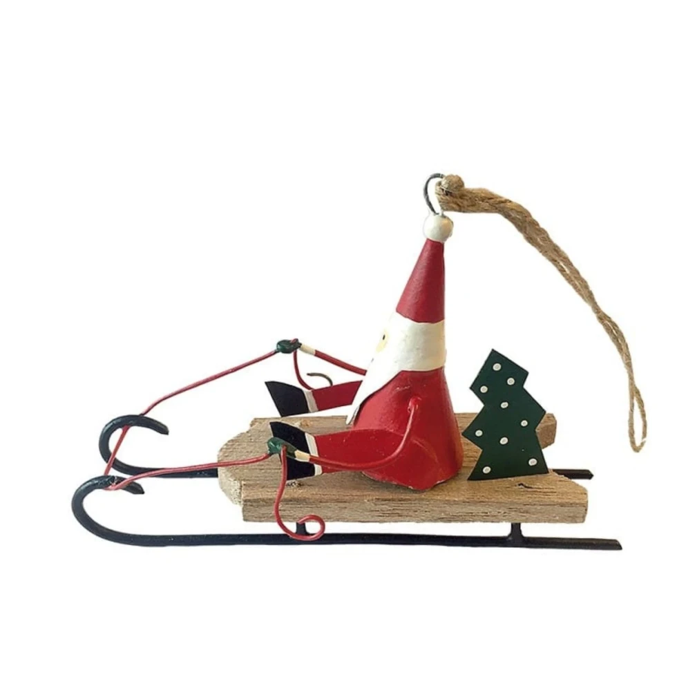 Ozdoba Santa On Wooden Sled
