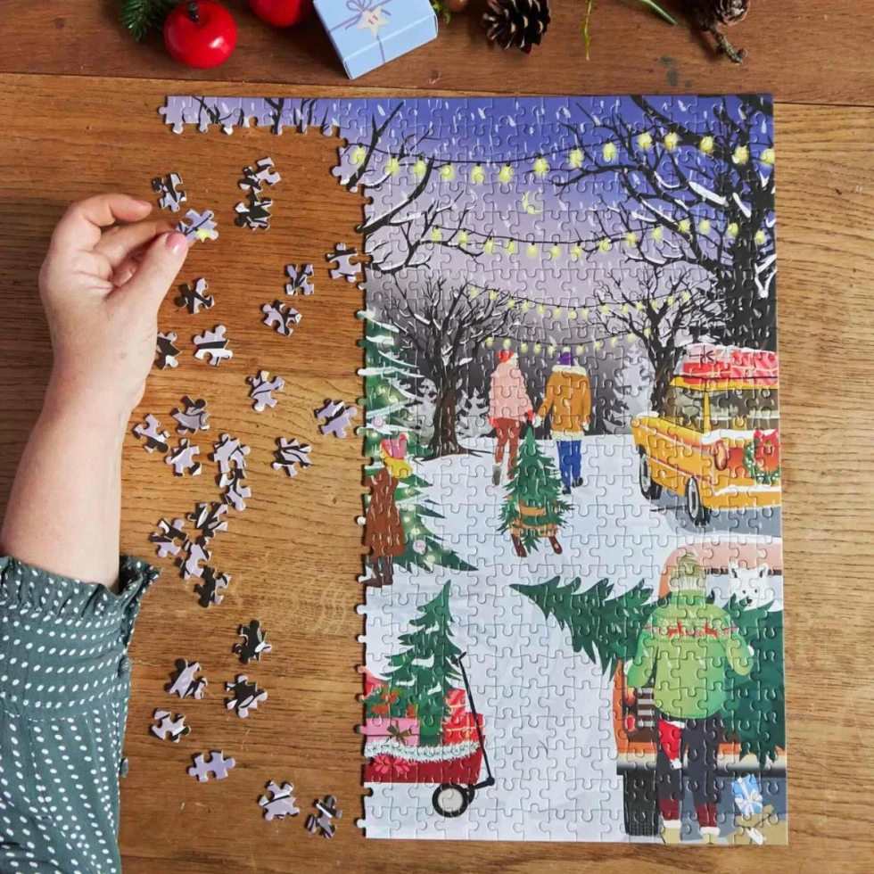 Puzzle z kalendarzem adwentowym Christmas Trees&Snow Flakes