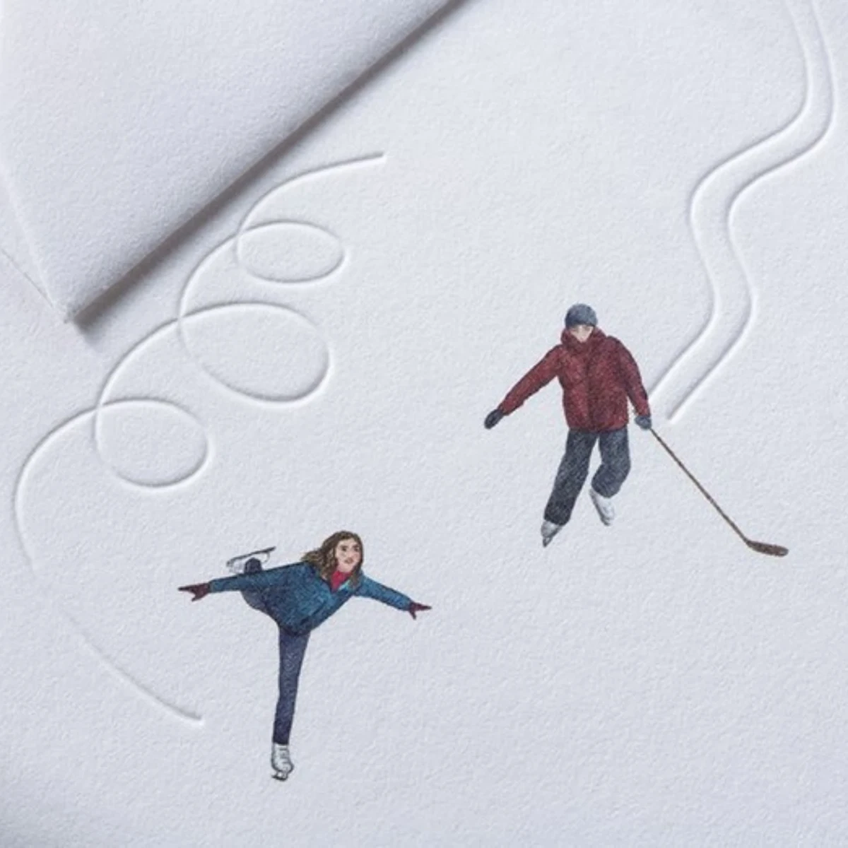 Kartka świąteczna Traces in the snow Ice skating