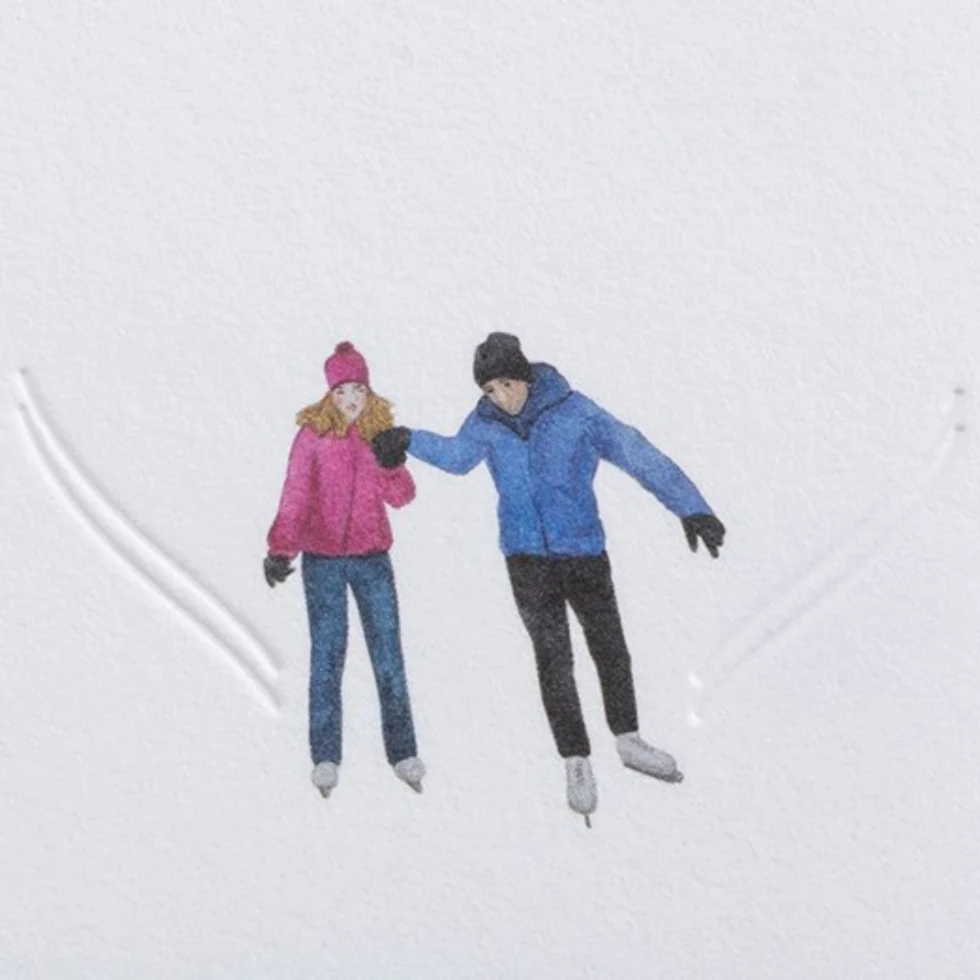 Kartka świąteczna Traces in the snow Ice skating