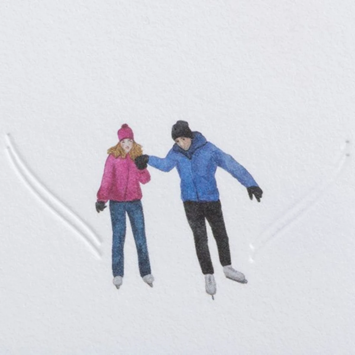 Kartka świąteczna Traces in the snow Ice skating