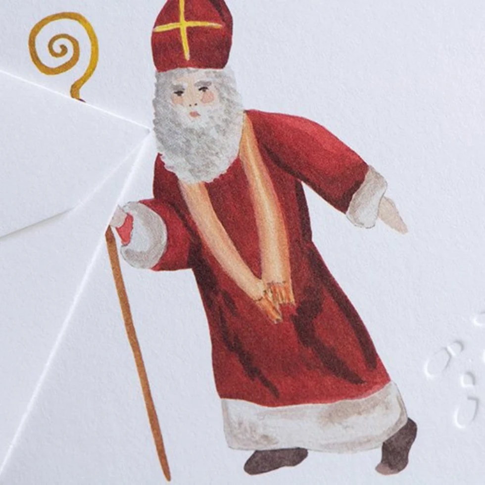 Kartka świąteczna Traces in the snow Santa Claus