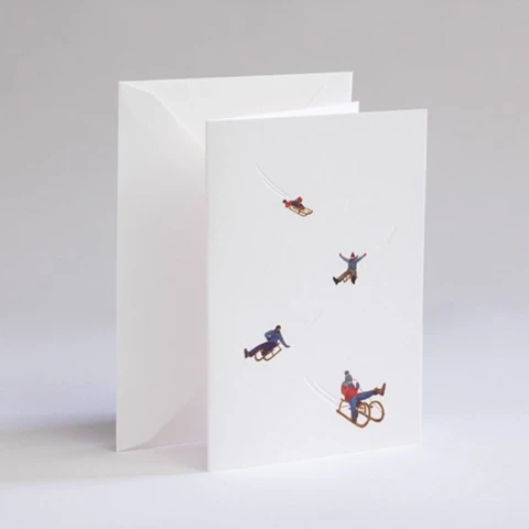 Kartka świąteczna Traces in the snow Sledding hill