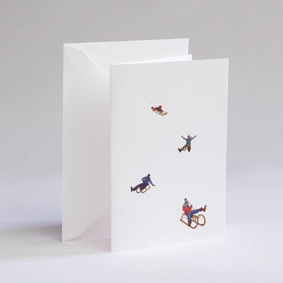 Kartka świąteczna Traces in the snow Sledding hill