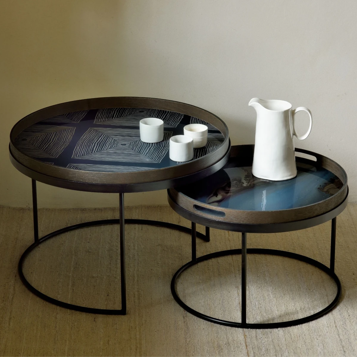 Zestaw stolików kawowych Round Tray Low Ethnicraft