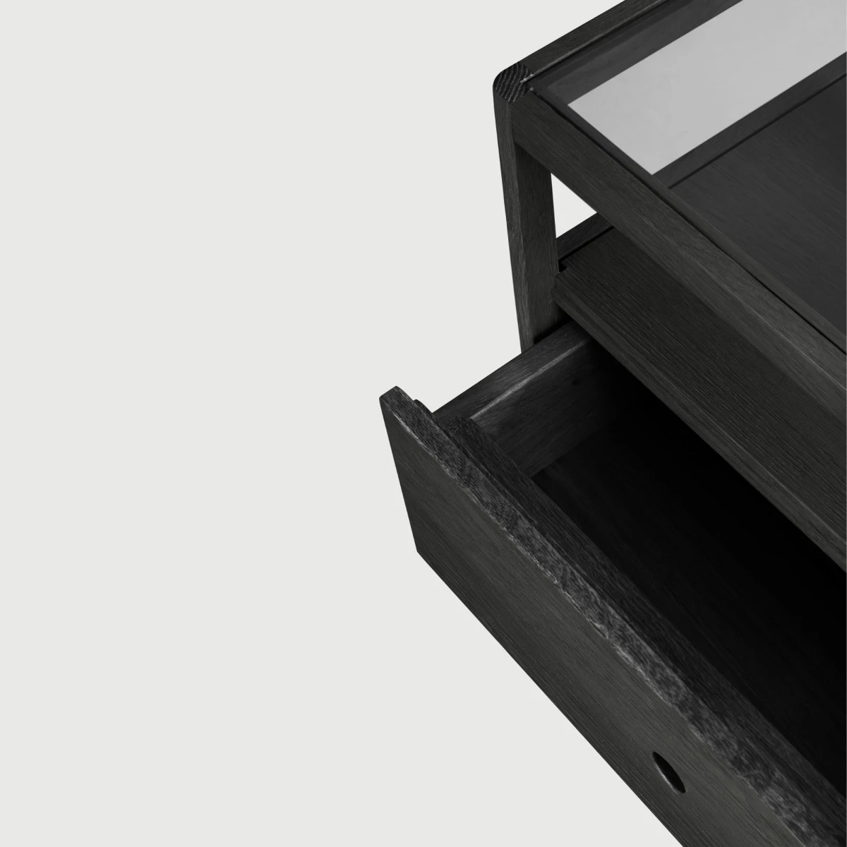 Stolik nocny Spindle dębowy czarny