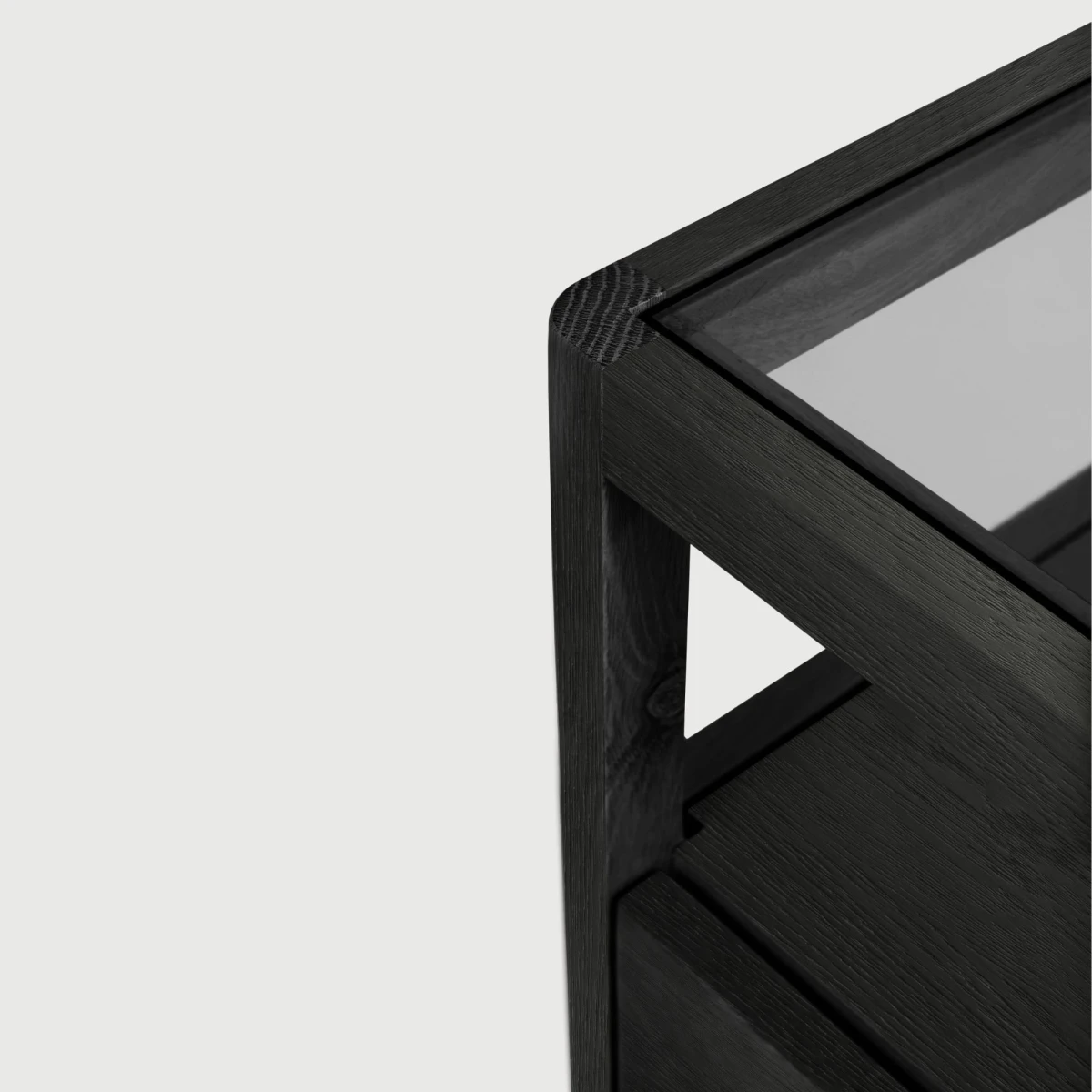 Stolik nocny Spindle dębowy czarny