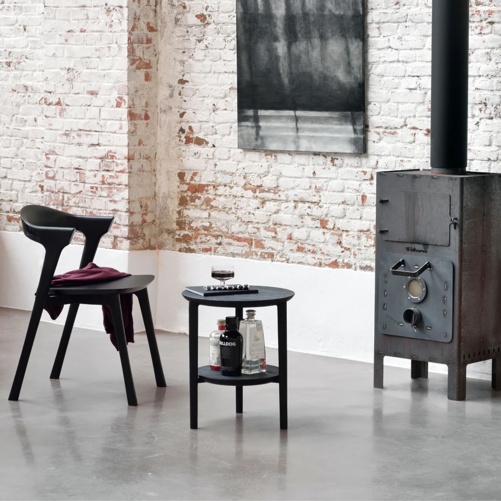 Stolik dębowy czarny Bok