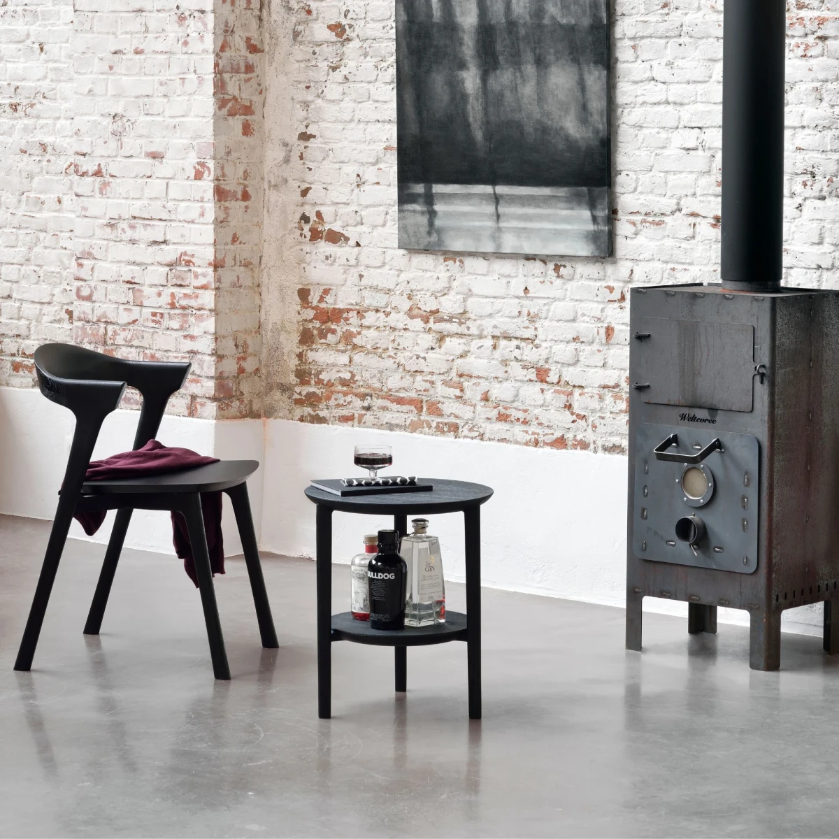 Stolik Bok dębowy czarny