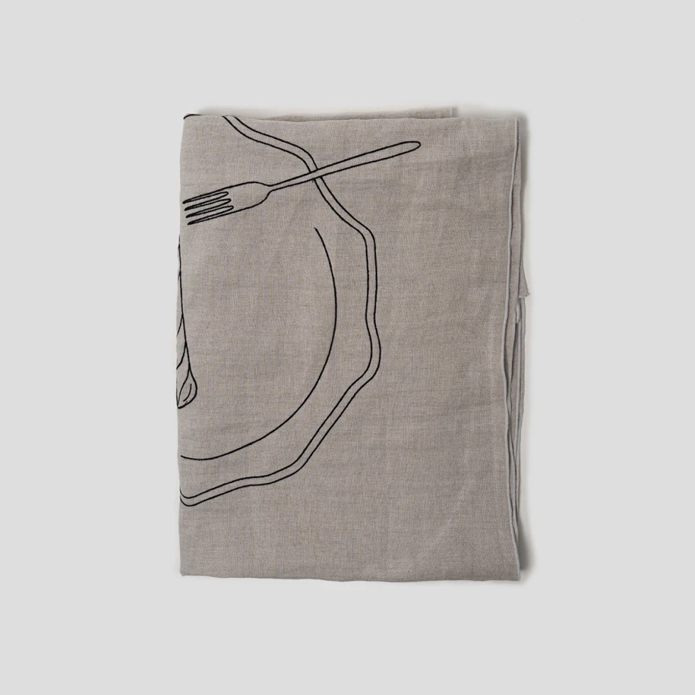 Bieżnik z haftem Festive Season, natural/off white, 50x180cm