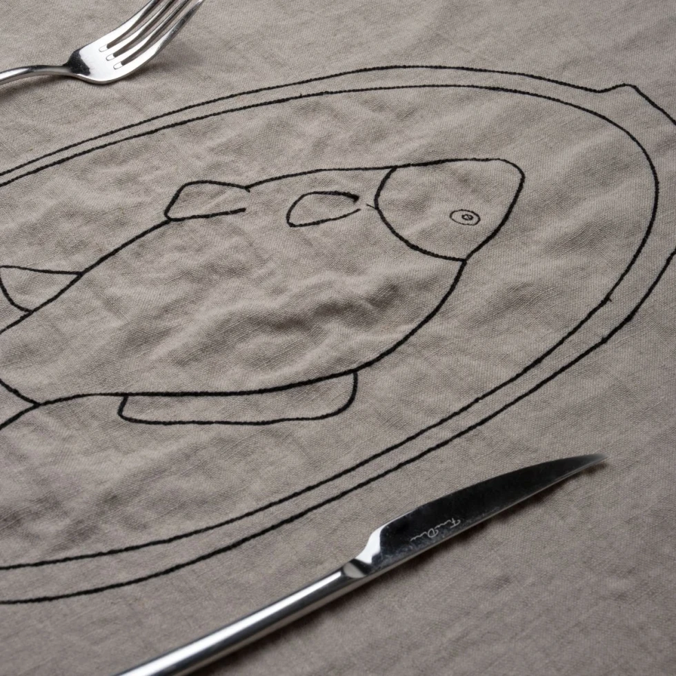 Bieżnik z haftem Festive Season, natural/off white, 50x180cm