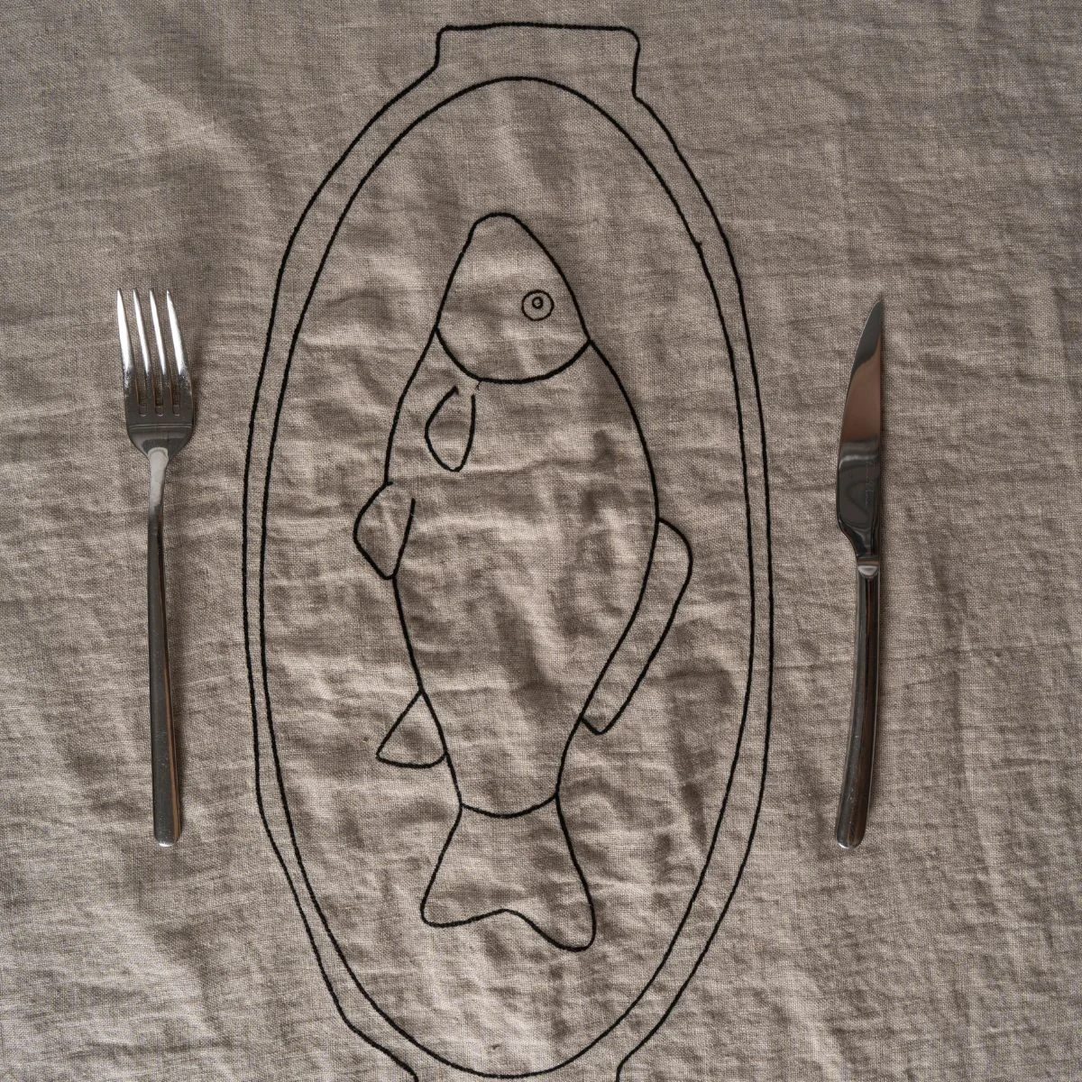 Bieżnik z haftem Festive Season, natural/off white, 50x180cm