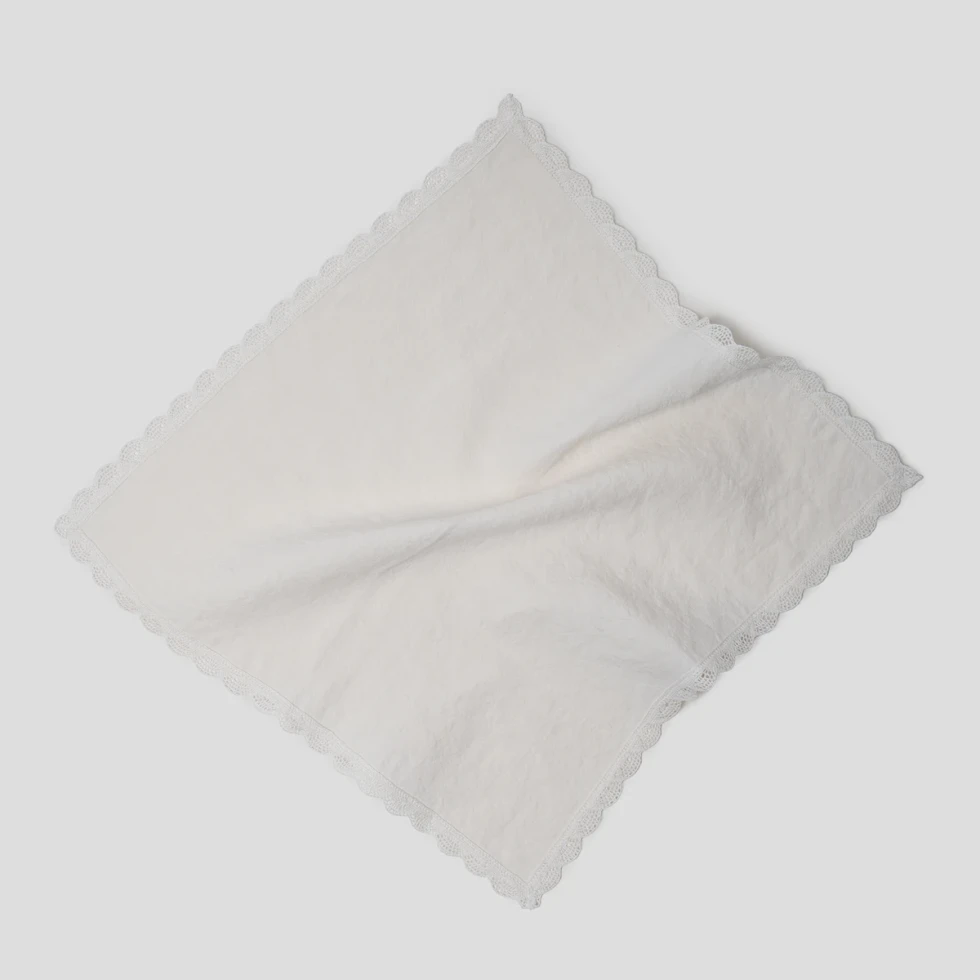 Serwetka lniana z koronką oyster