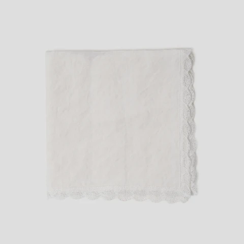 Serwetka lniana z koronką oyster