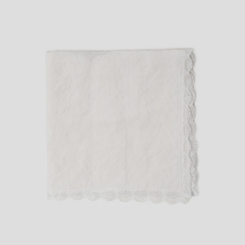 Serwetka lniana z koronką oyster