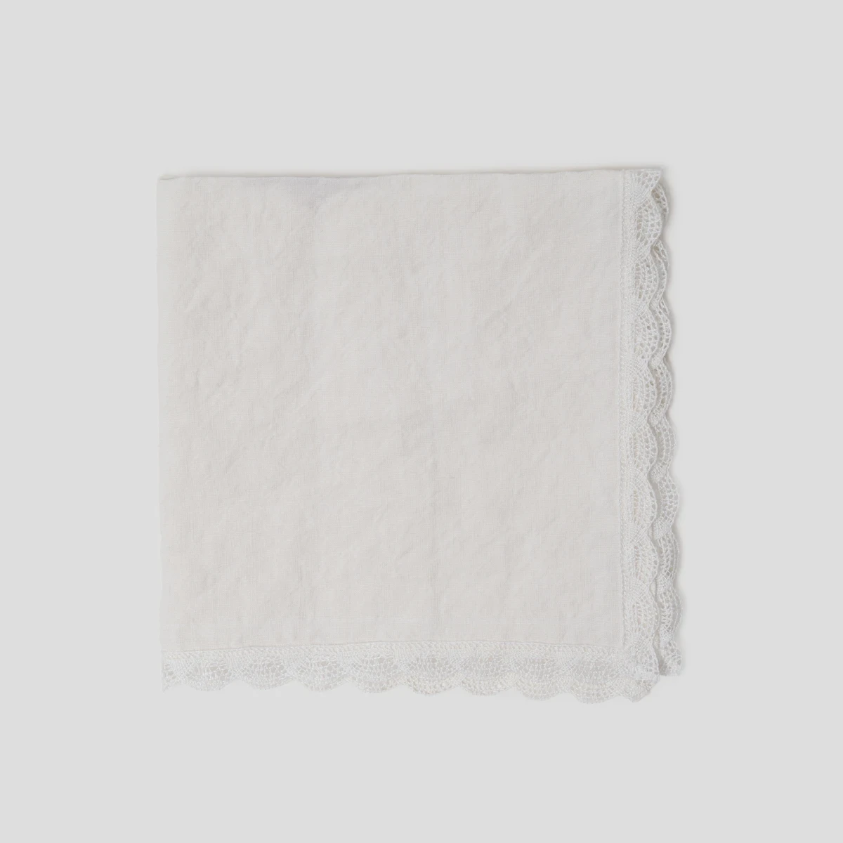 Serwetka lniana z koronką oyster