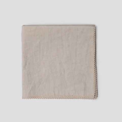 Serwetka lniana z koronką natural