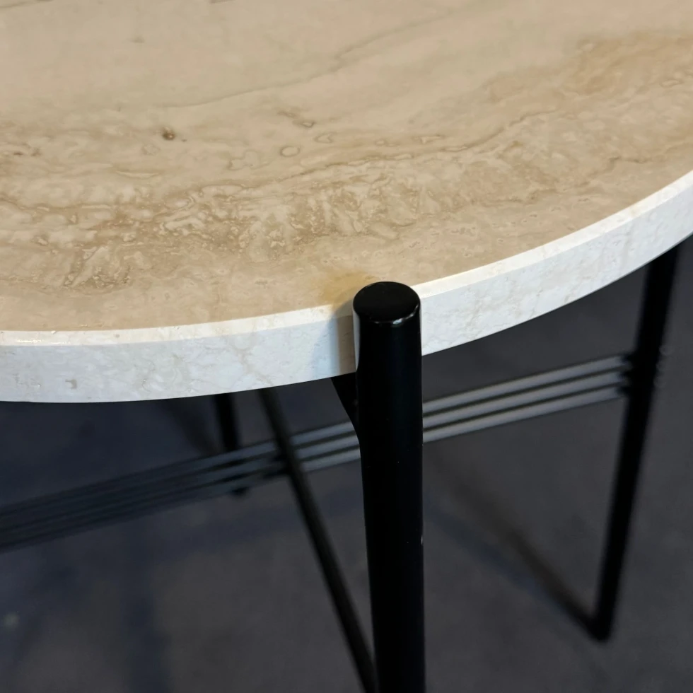 Stolik kawowy TS Ø40 Neutral White Travertine Classic Black