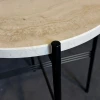 Stolik kawowy TS Ø40 Neutral White Travertine Classic Black
