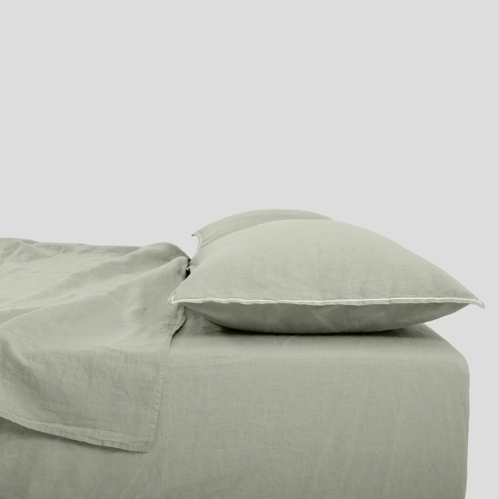 Prześcieradło lniano-bawełniane Moldura Sage 240x260 NAP