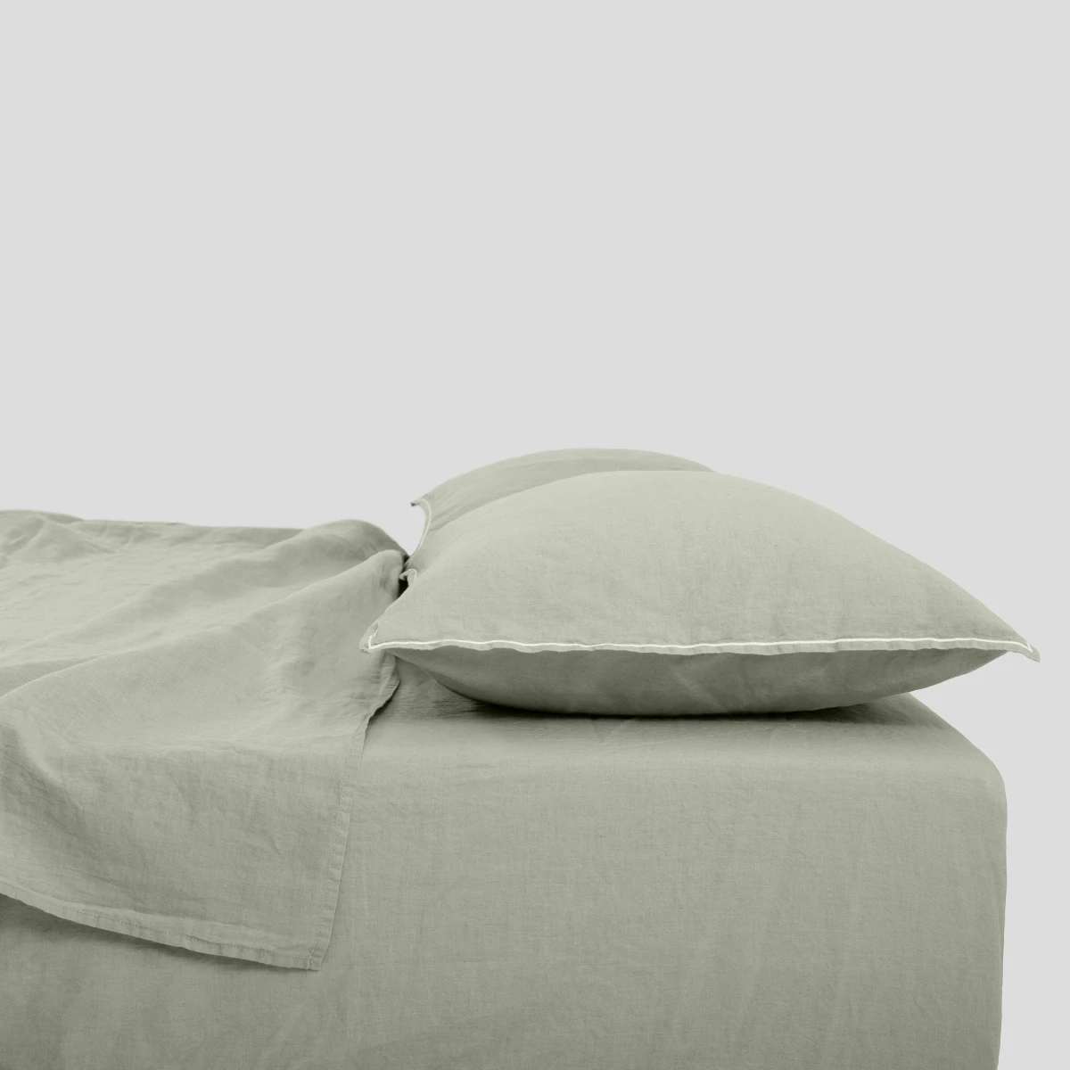 Prześcieradło lniano-bawełniane Moldura Sage 240x260