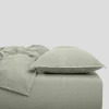 Prześcieradło z gumką lniano-bawełniane Moldura Sage NAP
