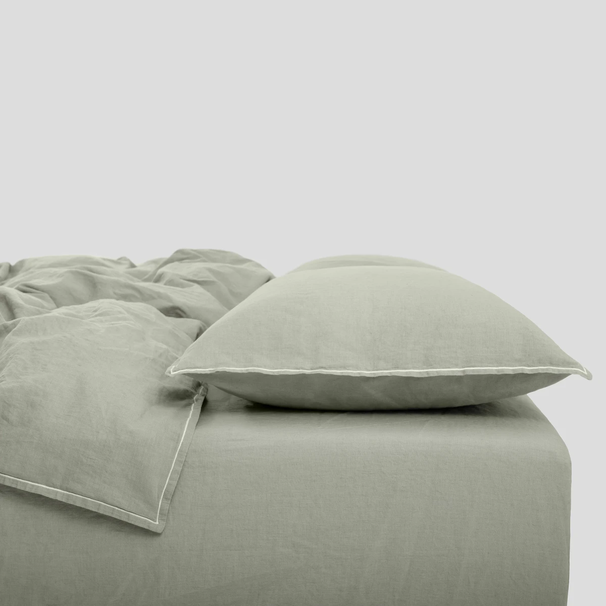 Prześcieradło z gumką lniano-bawełniane Moldura Sage NAP