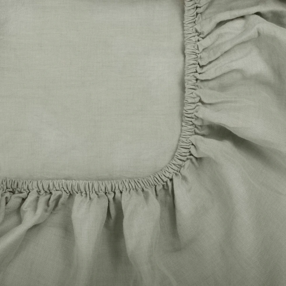 Prześcieradło z gumką lniano-bawełniane Moldura Sage NAP