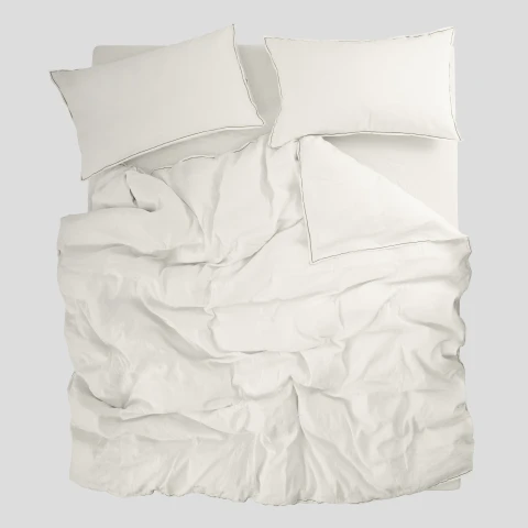 Komplet pościeli lniano-bawełnianej Moldura Off White