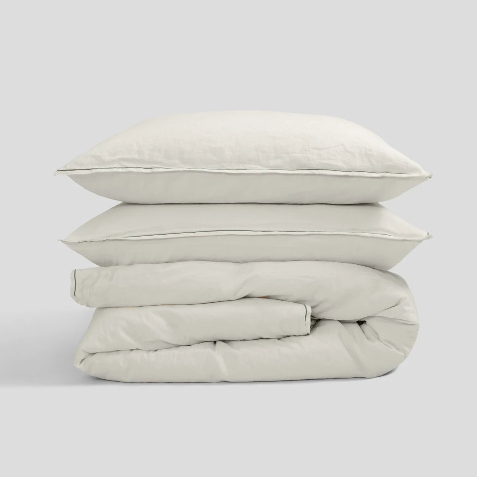 Komplet pościeli lniano-bawełnianej Moldura Off White