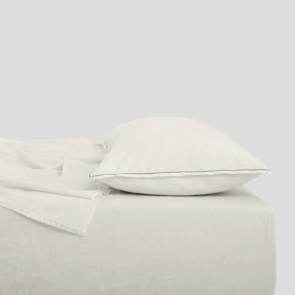 Prześcieradło lniano-bawełniane Moldura Off White 240x260 NAP