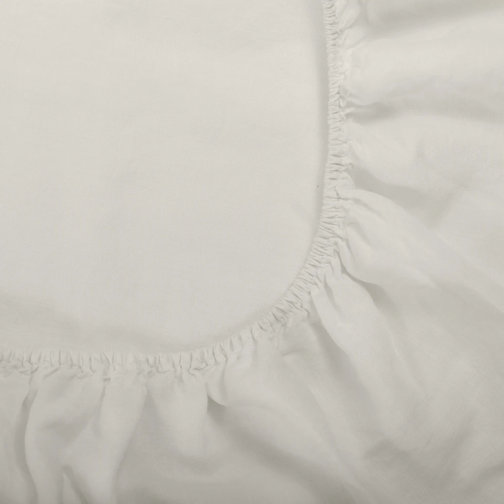 Prześcieradło z gumką lniano-bawełniane Moldura Off White NAP