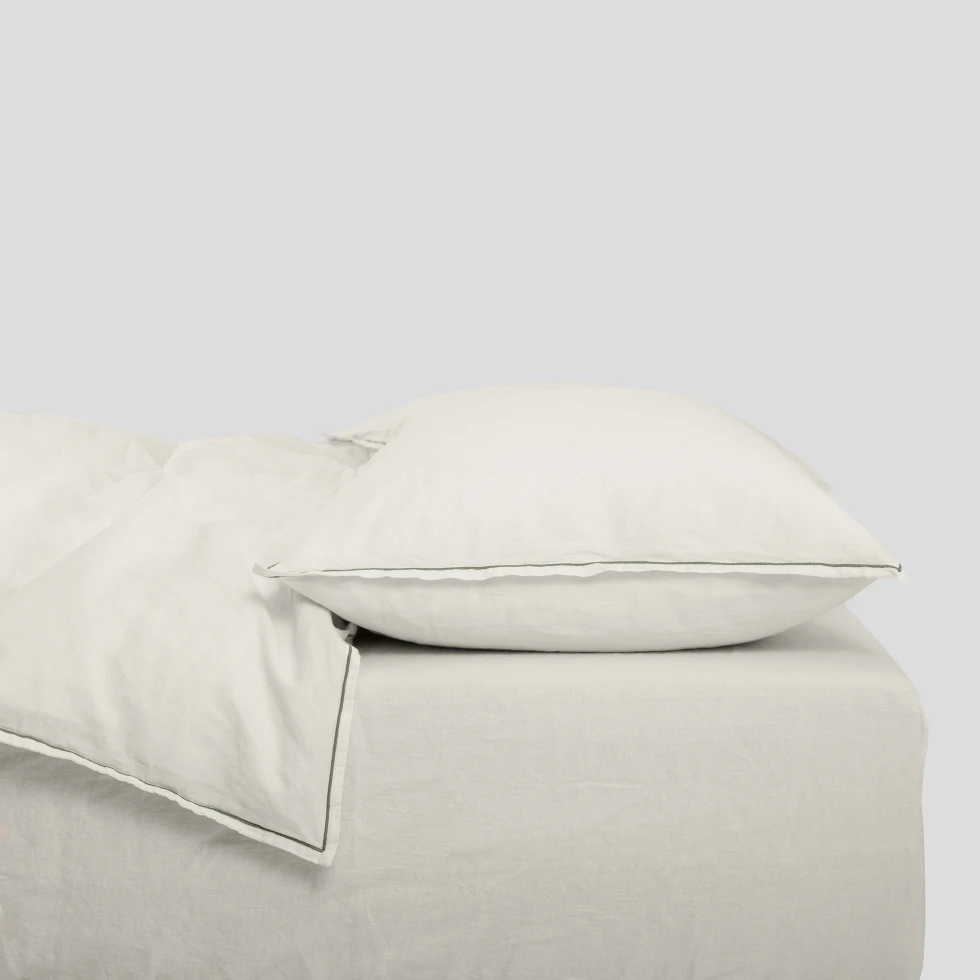 Prześcieradło z gumką lniano-bawełniane Moldura Off White NAP